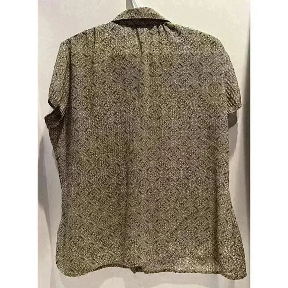 Apt 9 Shirt Blouse  Top Women’s Medium Brown Print Pattern Office Business‎ - Picture 2 of 9